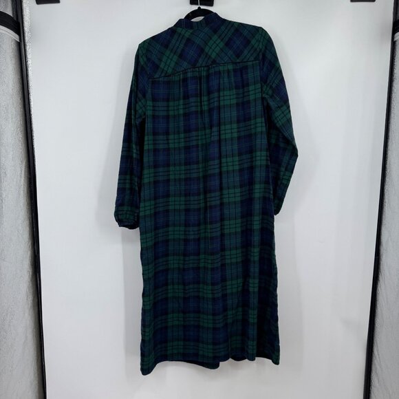 Lands End Women's Flannel Long Sleeve Sleepshirt Nightgown blue green flannel ni - Picture 12 of 13
